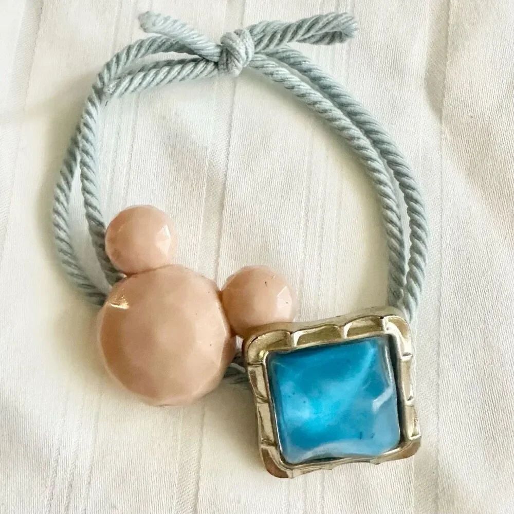 Blue and light brown color Mickey Mouse hair tie